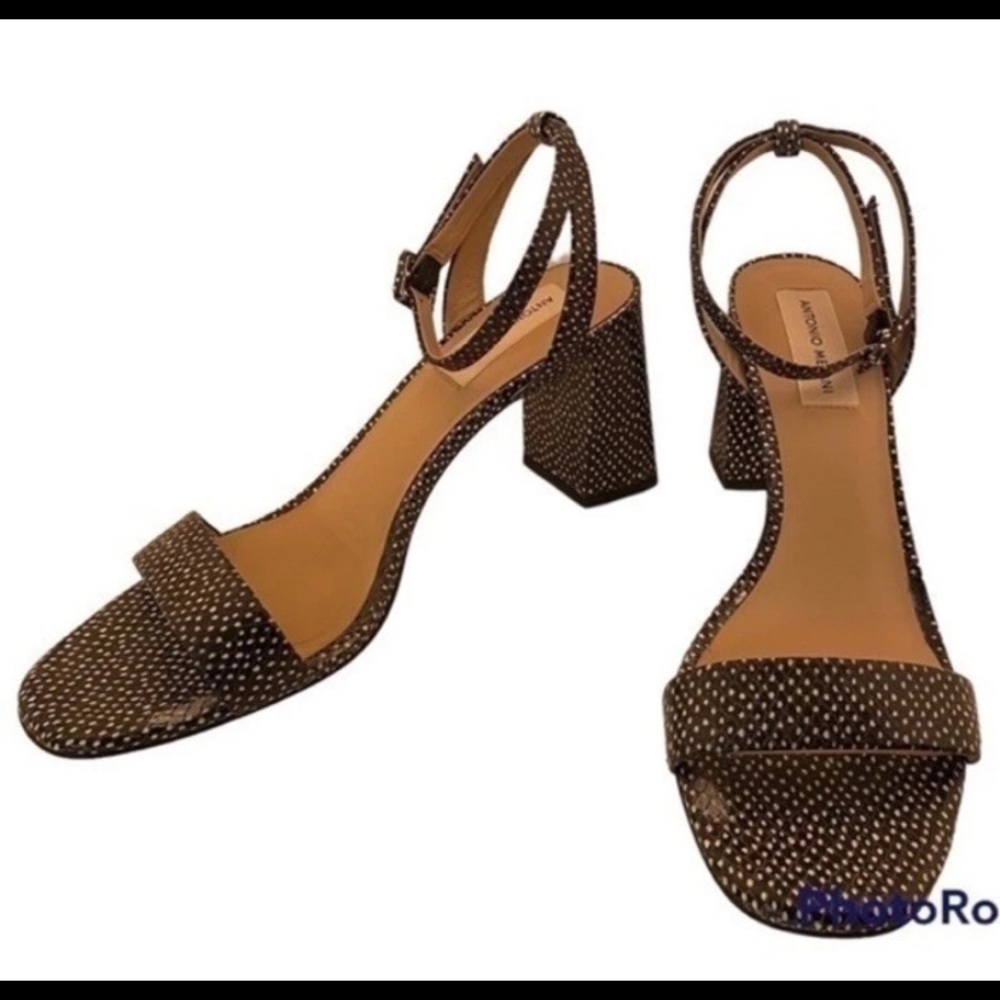 Antonio Melani | Black & White Polka Dot 4” Block Heels Leather Sole‎ | Size 9.5